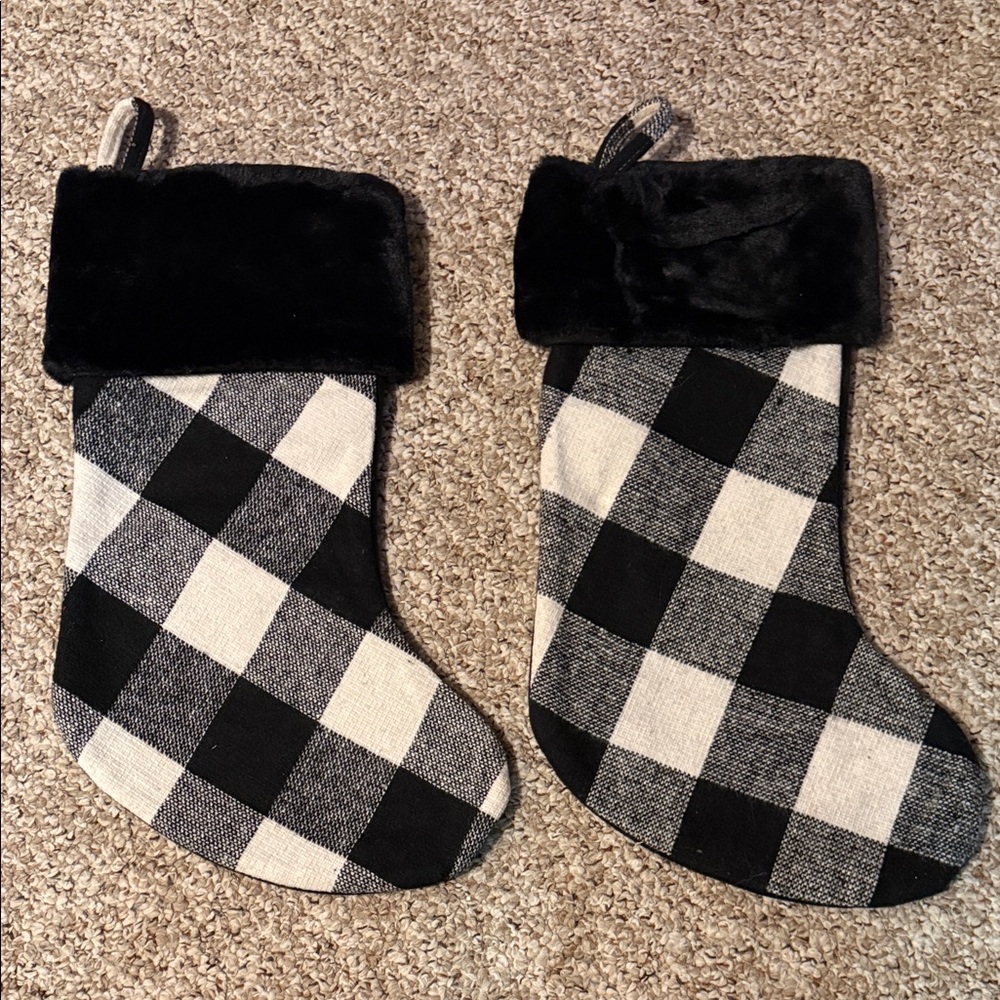 Black and White Plaid Christmas Stocking